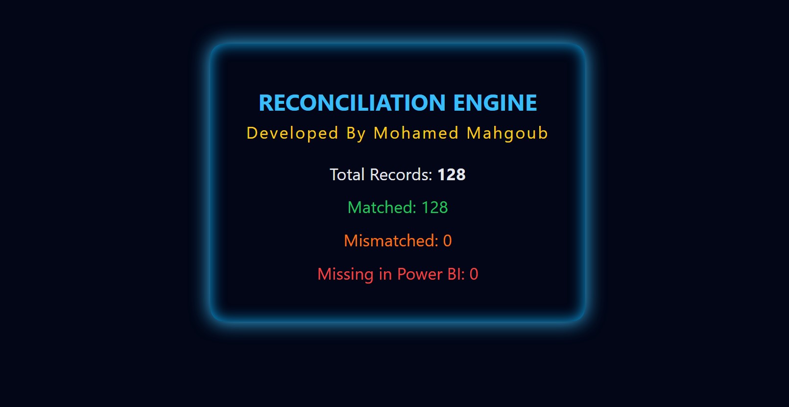 Reconciliation Engine Dashboard